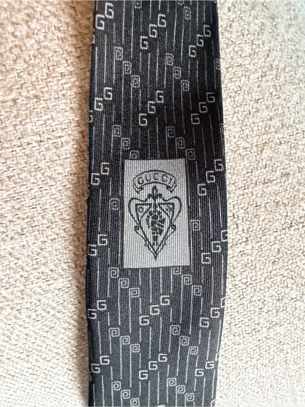 Gucci Black Monogram Men's Tie Authentic